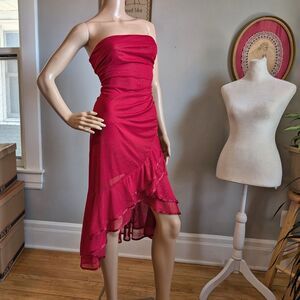 Vintage Y2K BCX Midi Dress Prom Tango Siren Glitter Ruffle Salsa Whimsygoth L